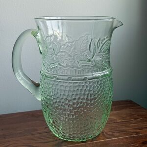 Vintage Green Depression Glass Tiara Indiana Glass Water Pitcher